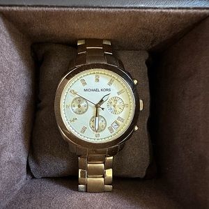 Michael Kors Gold Watch with Diamond Accents